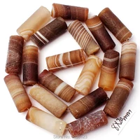 high quality 8x20mm frosted natural brown banded agates column shape diy loose beads strand 15 creative jewellery making w3233
