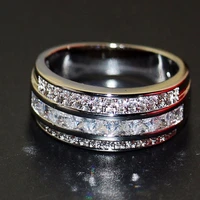 brand new victoria luxury jewelry white gold filled princess cut full 5a zirconia cz men wedding band wide ring gift vecalon