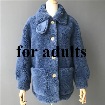 Navy Adult Short MAOMAOFUR шерстяное пальто зимняя новая модная длинная одежда женское теплое меховое пальто без рукавов Женская качественная куртка из овечьего меха - Цвет: Navy Adult Short