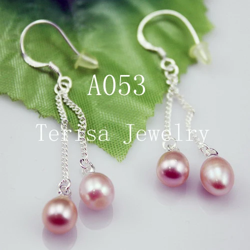 Белый розовый фиолетовый пресноводный жемчуг серьги натуральный шарик ручной