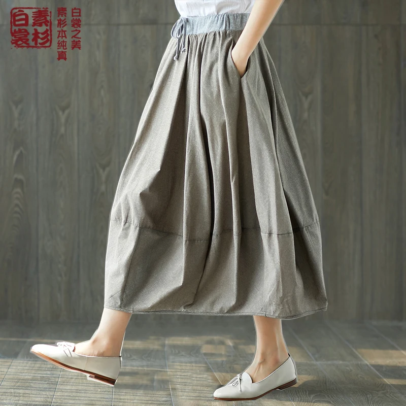 Женская хлопковая юбка в стиле Харадзюку длинная большого размера литературном