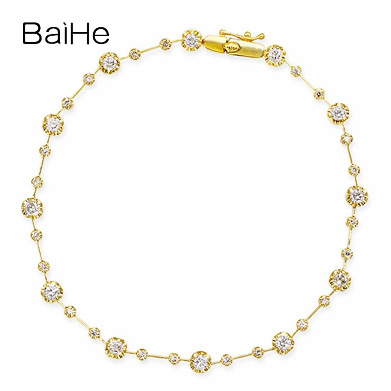 BAIHE Solid 14K желтый/белый/розовое золото 1CT H/SI природные бриллианты Свадебные модные