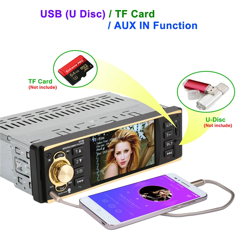4 1 дюймов Din автомобильное радио аудио стерео USB AUX FM станция Авто Радио Bluetooth с