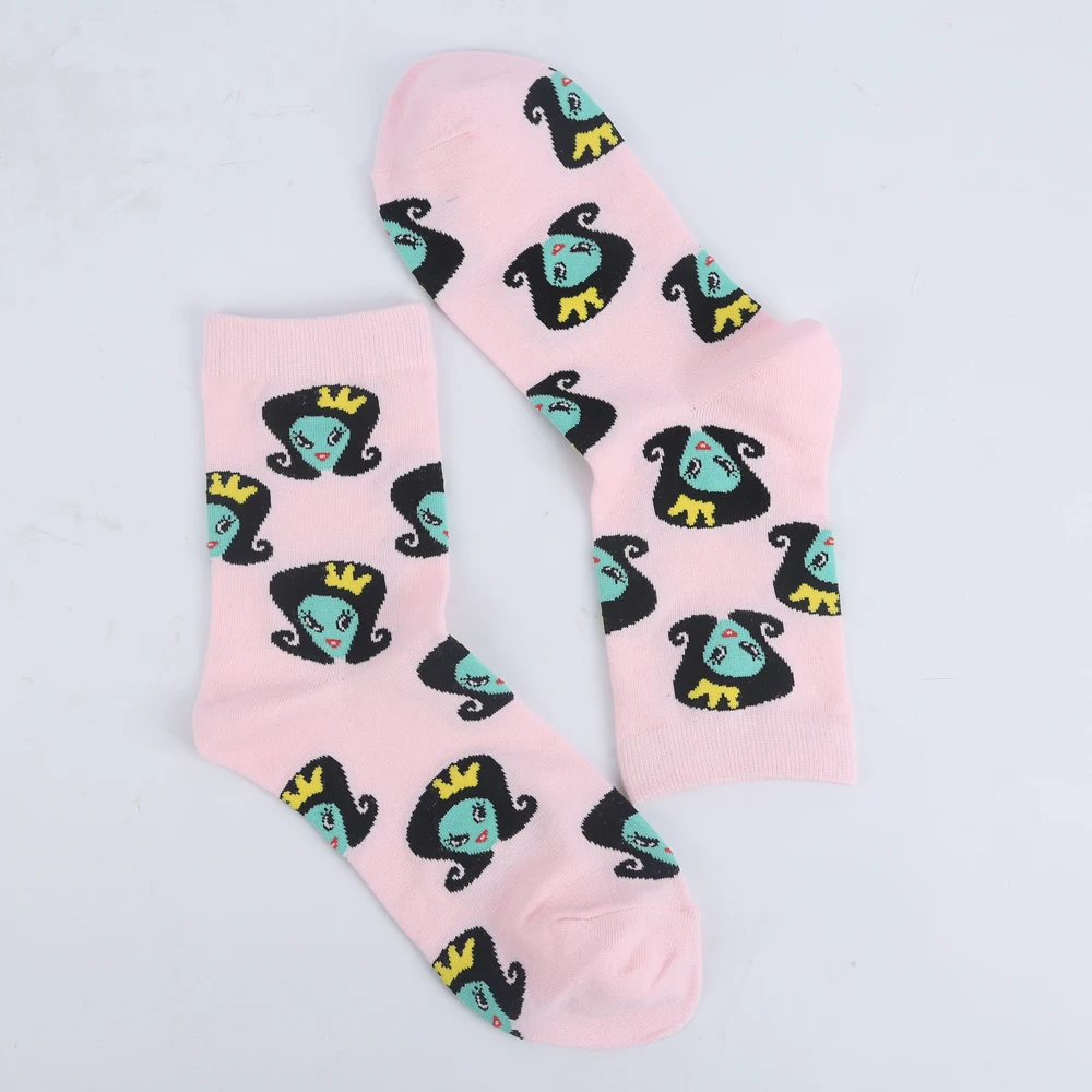

Modeager Fashion 75% Cotton korean harajuku Women Socks Cute pink Color Happy socks women