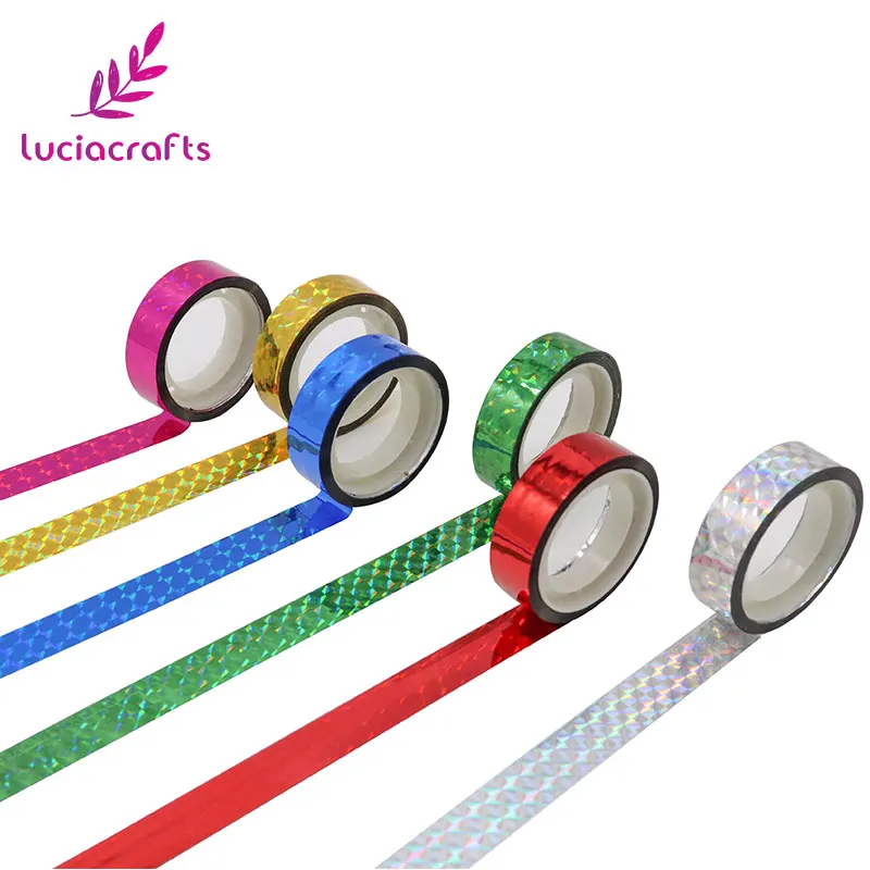Lucia crafts 1,2 см* 9 м Призма обруч Голографическая лента для упаковки подарков клейкая Лазерная Лента 12 шт./лот I1005