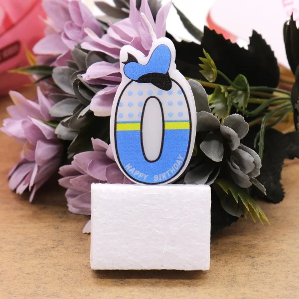 blue 0 Горячее предложение! свечи с цифрами на день рождения, с изображением Микки и Минни, свечи, Топпер для кексов, тортов на день рождения, поставка украшений для вечеринок - Цвет: blue 0