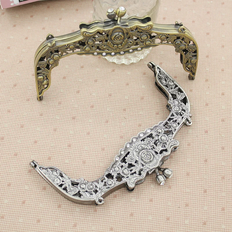 5 шт. 16 см винтажные Резные Стразы с розой украшение металлический кошелек рамка