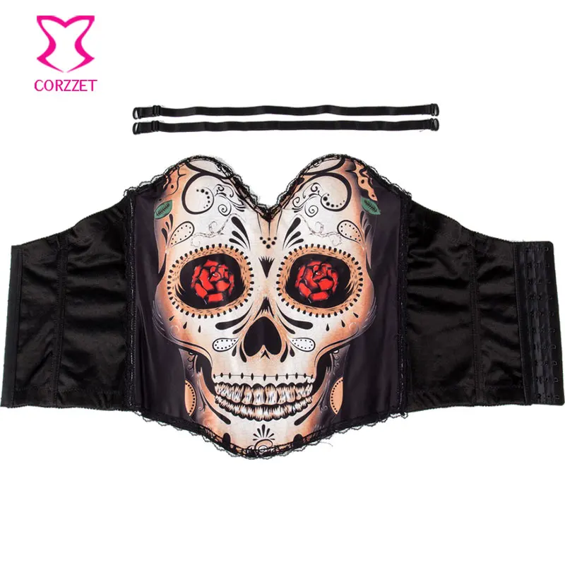 Женский корсет с принтом черепа лица и цветов|corset burlesque|corselet corsetsexy corselet |