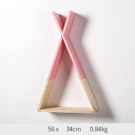 Pink L Ins скандинавский стиль деревянные настенные полки DIY оригинальные деревянные Trigon полка для хранения полки качели полки Детская комната Декор - Цвет: Pink L