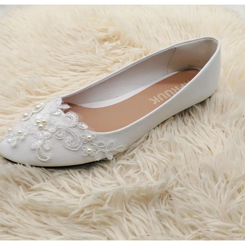 Рекламная акция! Кружевные жемчужные свадебные туфли для невесты милые ручной