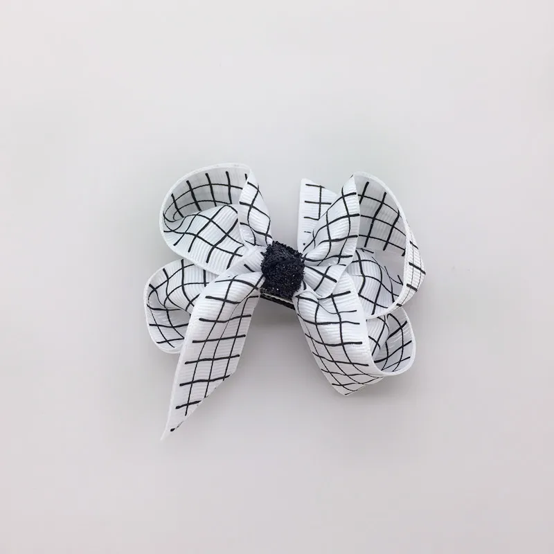 20 шт./лот черно-белые заколки для волос в клетку с бантом девочек |