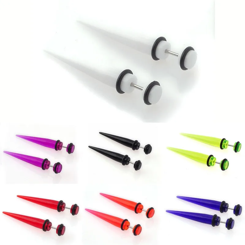 Акриловые Поддельные Серьги растяжки для ушей 1 пара конические расширители с