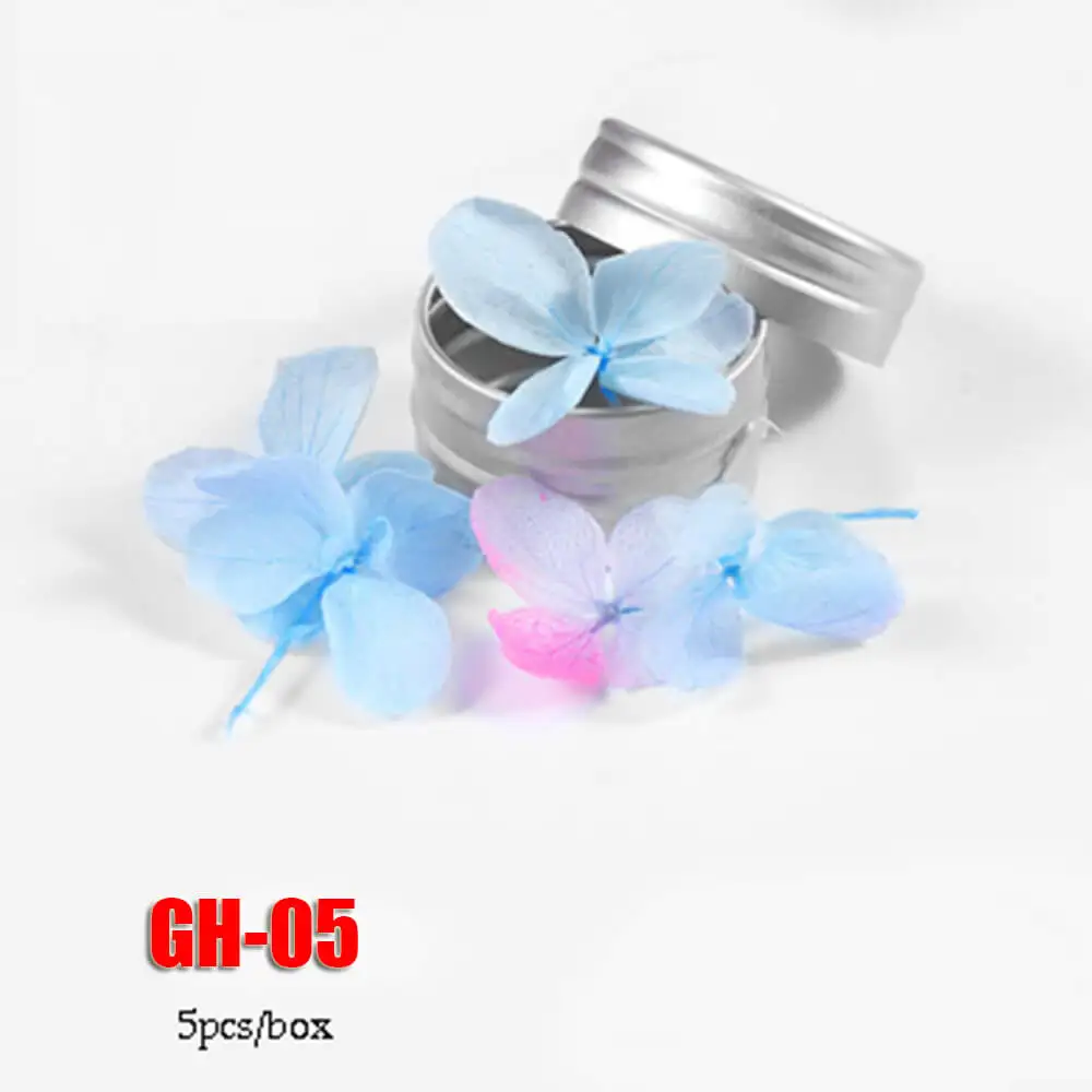 GH-05 5 шт./кор. красочные засушенный натуральный вечная цветочный дизайн ногтей украшения «сделай сам» советы на весь ноготь наклеивающиеся Переводные картинки для детей летний Нейл-арт - Цвет: GH-05