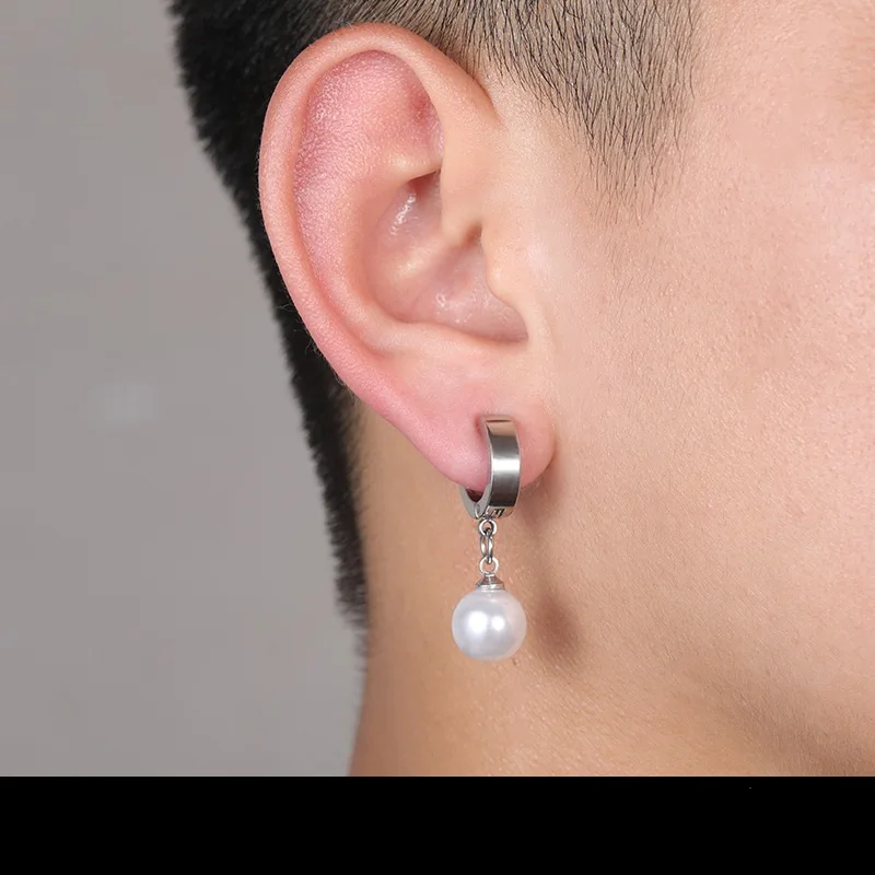Ball silver 1 шт Панк Крест звезды кулон Круглые серьги для женщин Рок мужчин простые серьги-гвоздики из нержавеющей стали ювелирные изделия - Окраска металла: Ball silver