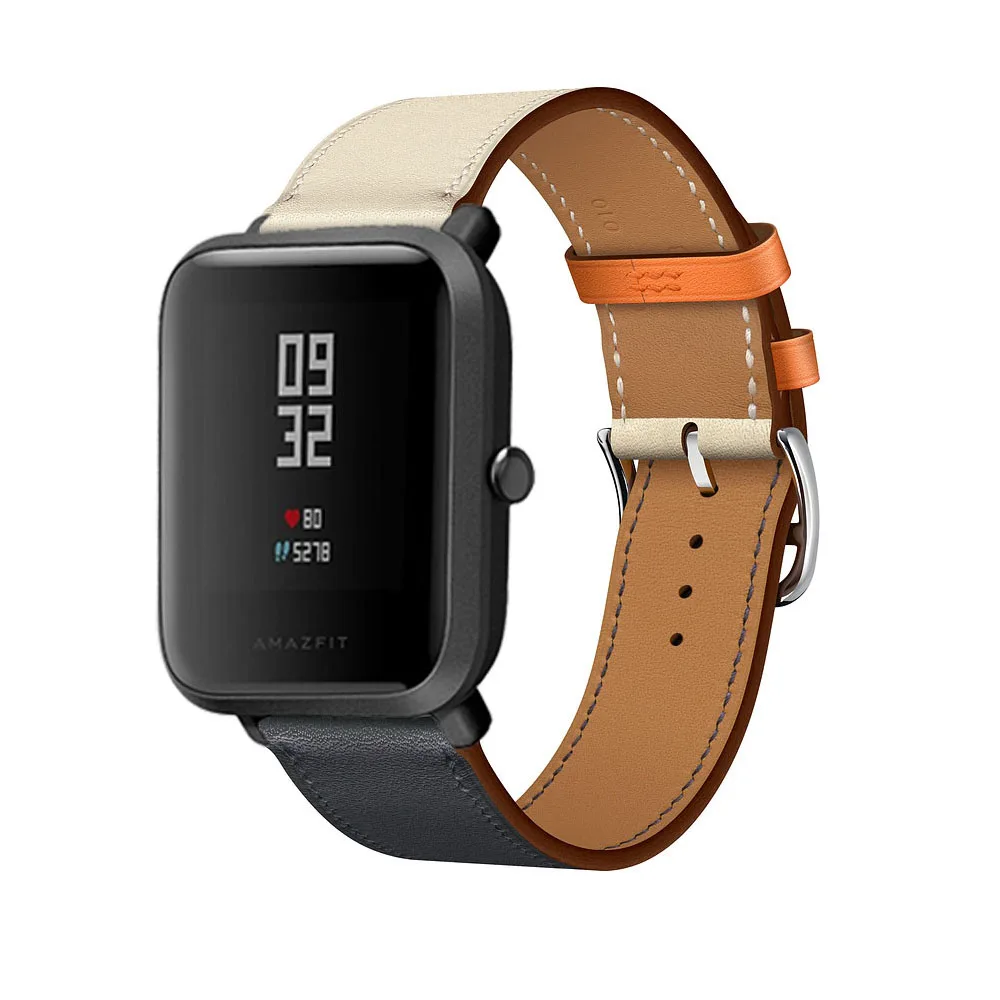 GXV 20 мм новый браслет из натуральной кожи контрастных цветов для часов Huami Amazfit Bip