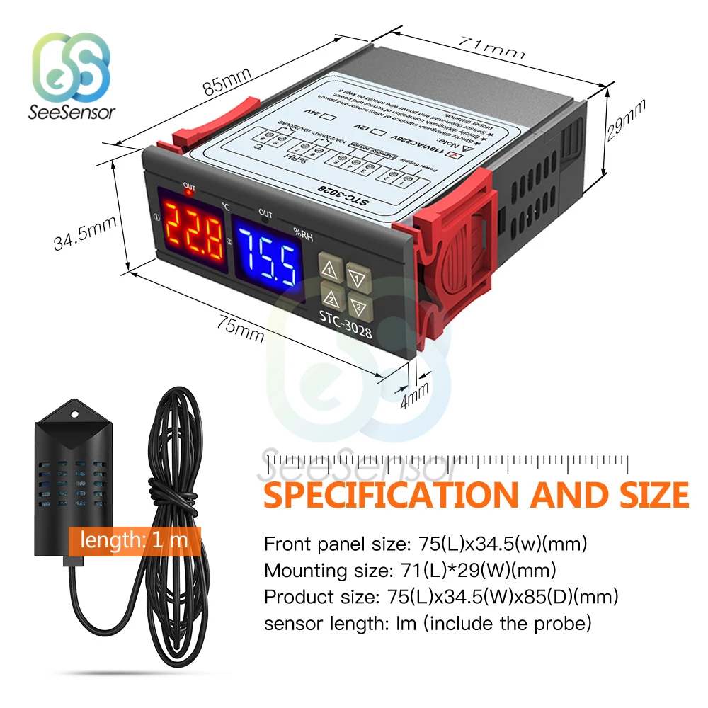 STC-3028 12V 24V 220V Двойной цифровой контроллер температуры и влажности | Инструменты