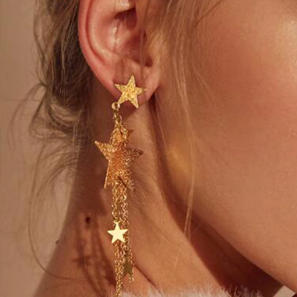 2 шт./компл. женские туфли в стиле ретро серьги пятиконечная звезда с длинной