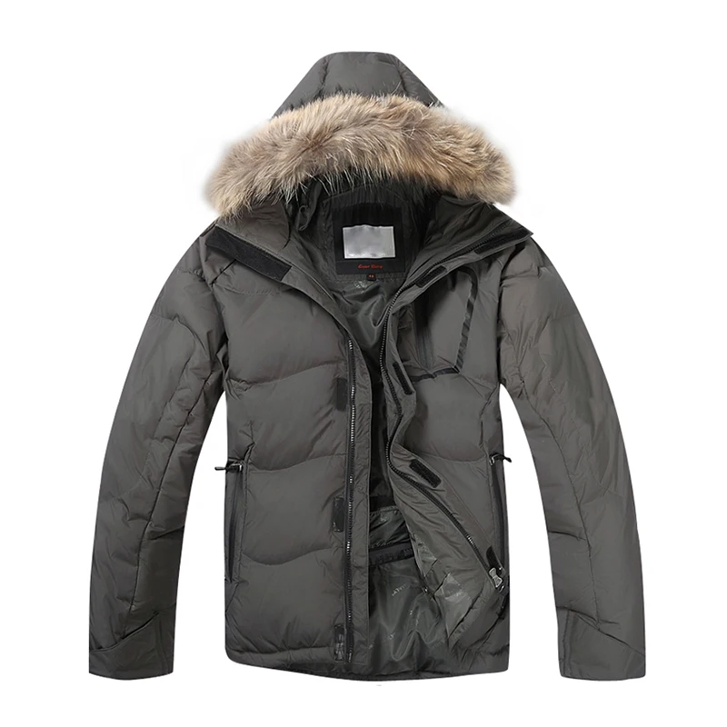 2022 New Winter Men Down Jacket Warm Down Coats White Duck Down Real Raccoon Fur Hooded Down Jackets Outwear Winter Men Coats