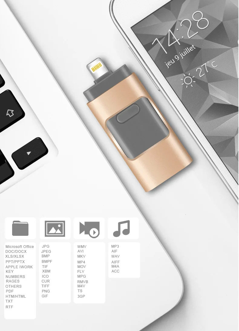 OTG USB флеш-накопитель для iPhone XS MAX XR 6 7 8Plus Xiaomi Huawei металлическая Флешка HD карта