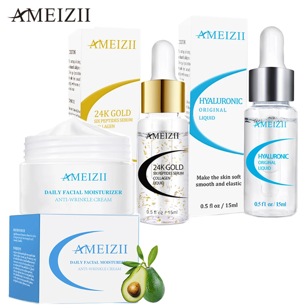 AMEIZII 3 шт набор для ухода за кожей лица дневной крем/24 K Золотая сыворотка шесть