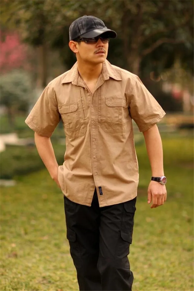 Тактическая быстросохнущая Мужская рубашка с коротким рукавом для активного