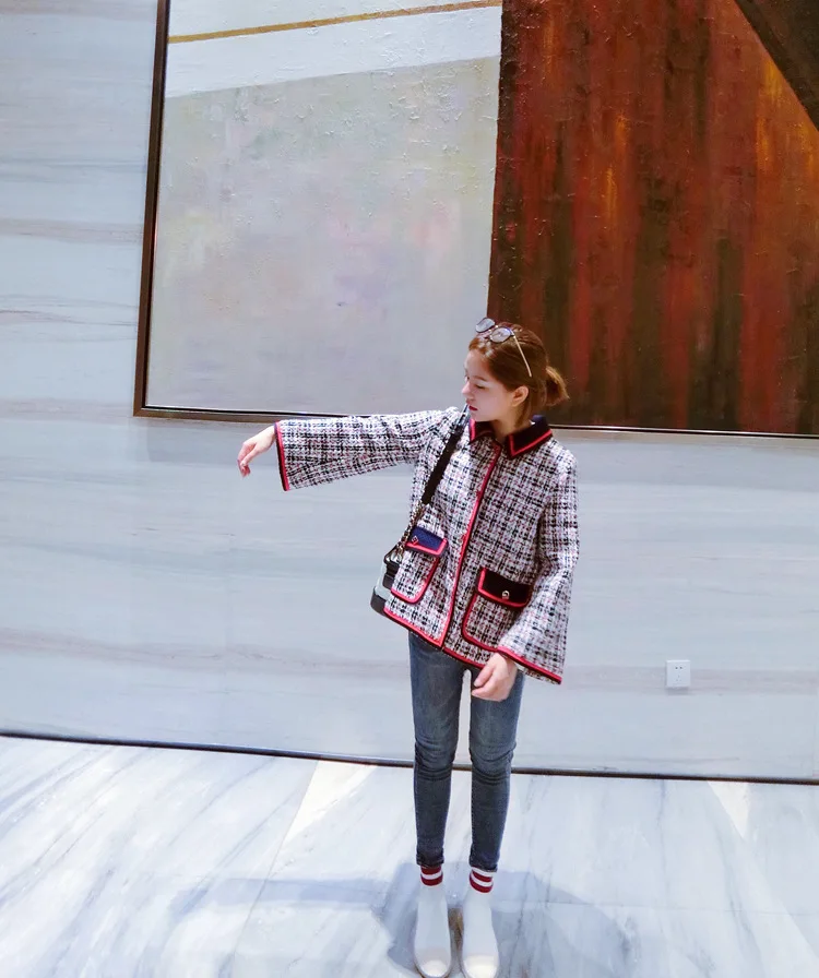 Подиумный твидовый комплект 2018 брендовый дизайнерский отложной воротник