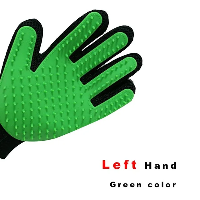 green left hand Щетка для шерсти домашних животных, перчатка для чистки домашних животных, массажная расческа для ухода за шерстью, поставка, чистка пальцев, щетка для шерсти домашних животных, кошек, перчатка WLYANG - Цвет: green left hand