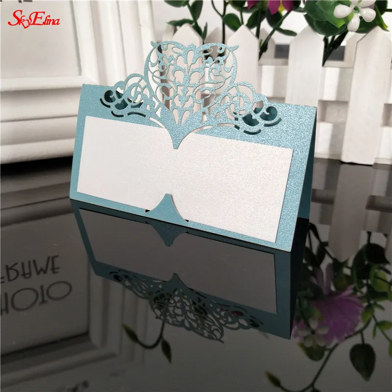 50 шт. лазерная резка место карты свадебное имя вино стекло событие с цветами