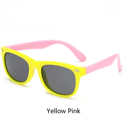 Yellow Pink Ralferty TR90, гибкие детские солнцезащитные очки, Поляризационные детские защитные солнцезащитные очки, UV400, очки для младенцев, oculos de sol, оттенков - Цвет линз: Yellow Pink