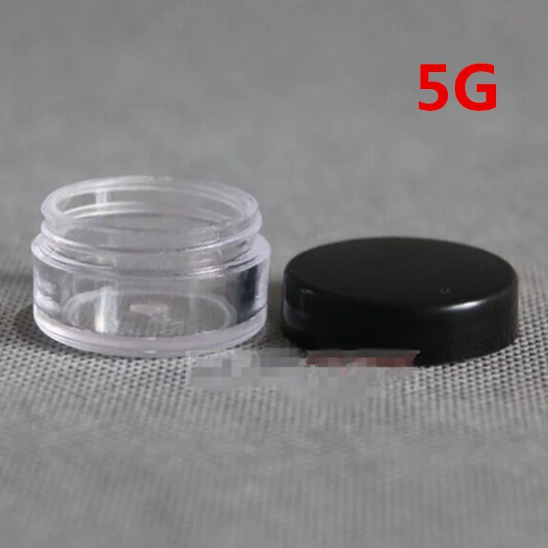 

100pcs 5G black Cap Clear Cream Jar, Empty Plastic Cosmetic Container, Small Sample Makeup Sub-bottling nail powder case