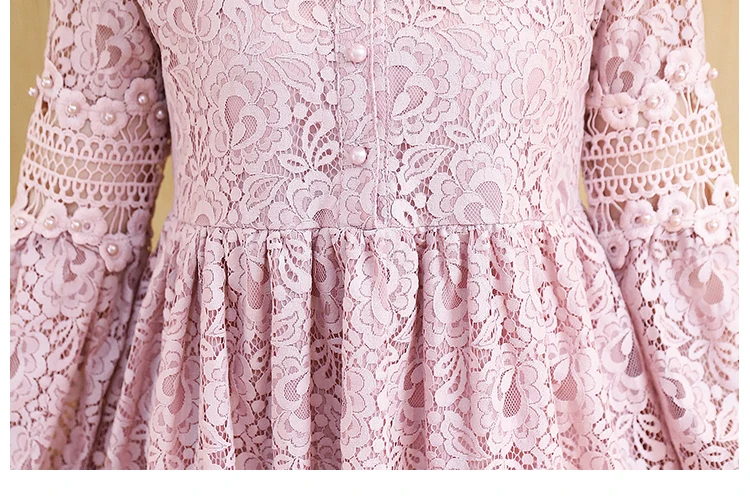 2018 весеннее модное корейское Новое цветочное открытое белое кружевное платье