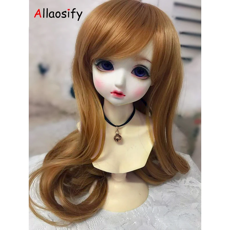 

Волосы Allapsify Bjd для шарнирной куклы, 1/3, 1/4, 1/6, высокотемпературный парик для девушек, Длинные прямые парики SD, парик для шарнирной куклы с кудр...