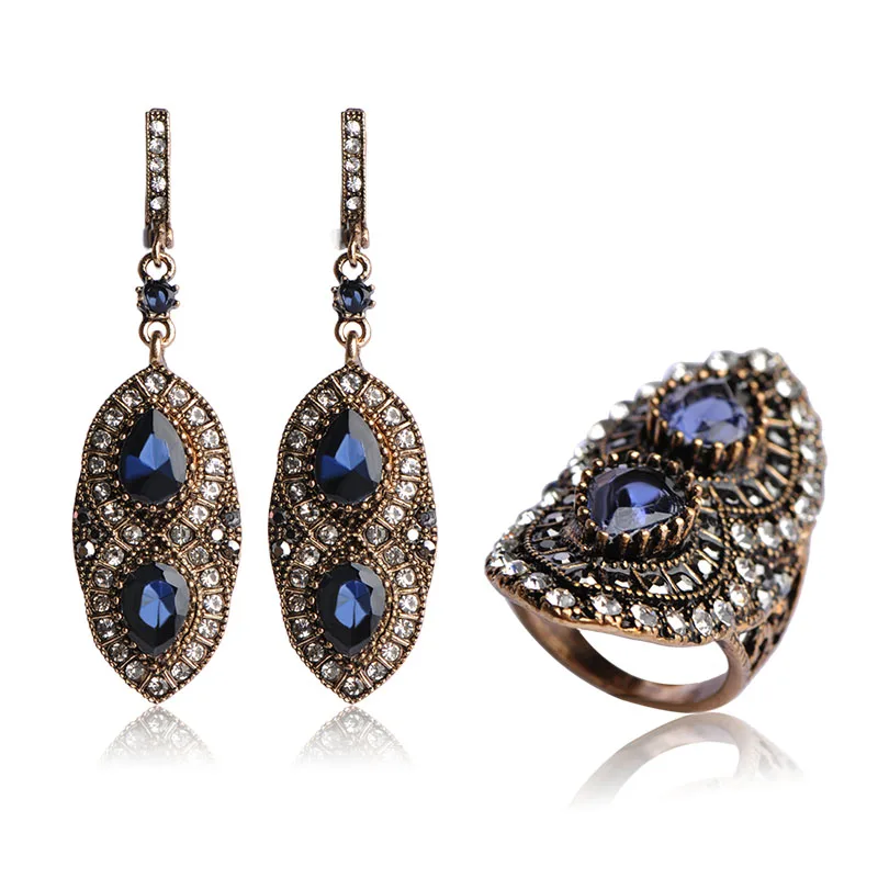 Цыганский Турецкий Винтаж Овальный Смола Ювелирные Наборы Серьги и Кольцо