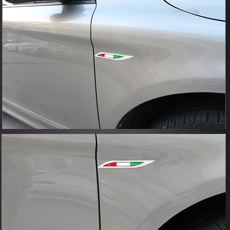 New Car Sticker Salix Leaf Shape Italian Flag Metal Side Blade Fender Vinyl Decal Refitting Styling Accessory | Автомобили и