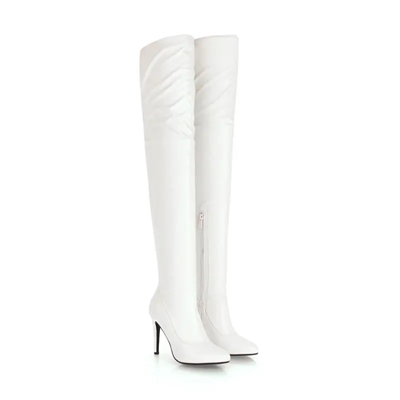

Smeeroon new zip autumn winter boots super high heels over the knee boots for women pointed toe women boots party shoes