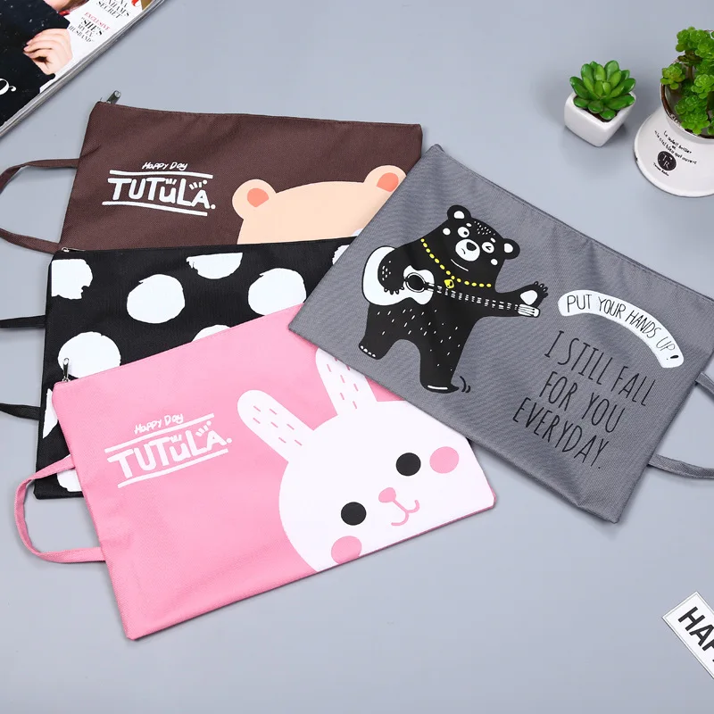 

Creative cartoon A4 portable zipper envelope to Oxford cloth Filing Products