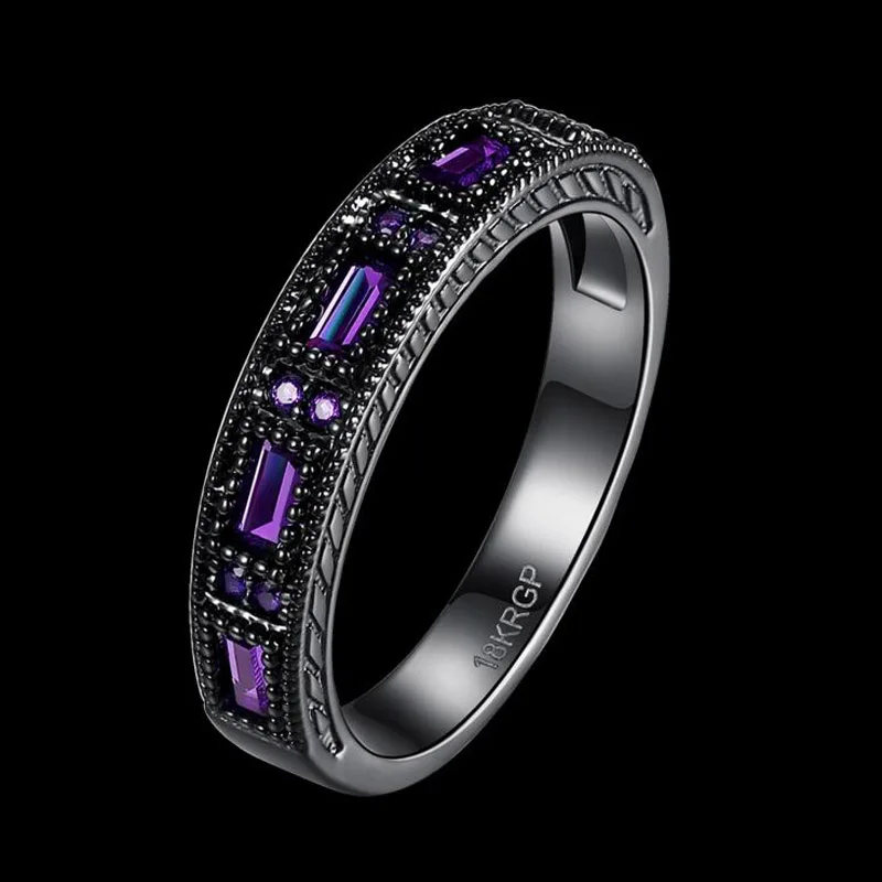 YVLAH 2017 Женский Фиолетовый Круглый Кольцо Мода Пистолет Черный Циркон Кольца Для