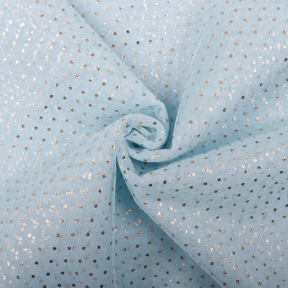 blue with dots Белая ткань с цветочным принтом, тюль, сетка, пэчворк, материал, сделай сам, рукоделие, шифоновая ткань для шитья, сделай сам, ткань для кукол - Цвет: blue with dots