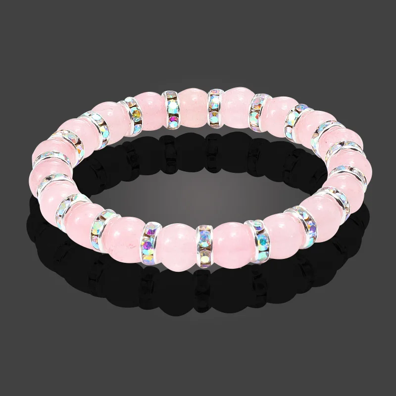 Silver Water Bling Дизайн женские браслеты 7 цветов Серебряный Кристалл Смешанные розовые бусины камень браслеты Будда молитва женские мужские браслеты украшения подарки - Окраска металла: Silver Water Bling