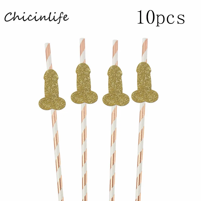 Chicinlife 10 шт. золотые Вилли красные губы с бумажными соломинками Свадебные девичник вечерние украшения свадебный душ забавные напиток соломинки - Цвет: B