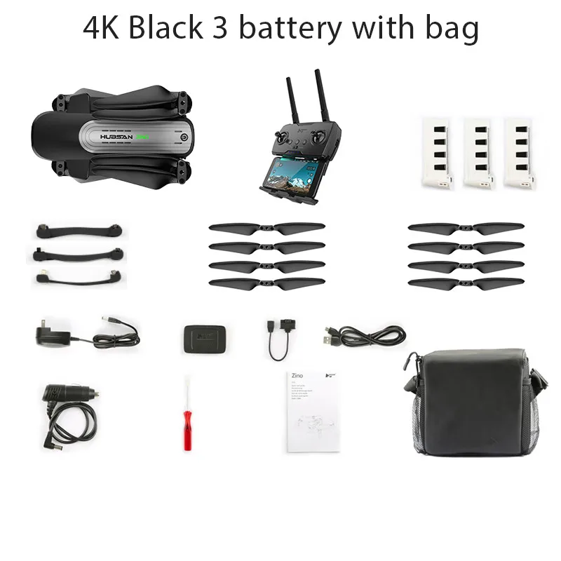 Hubsan H117S Zino gps 5,8 Г 1 км Складная рукоятка с видом от первого лица в формате 4K UHD, Камера 3-осевому гидростабилизатору RC Дрон Квадрокоптер RTF FPV - Цвет: black 3B with bag