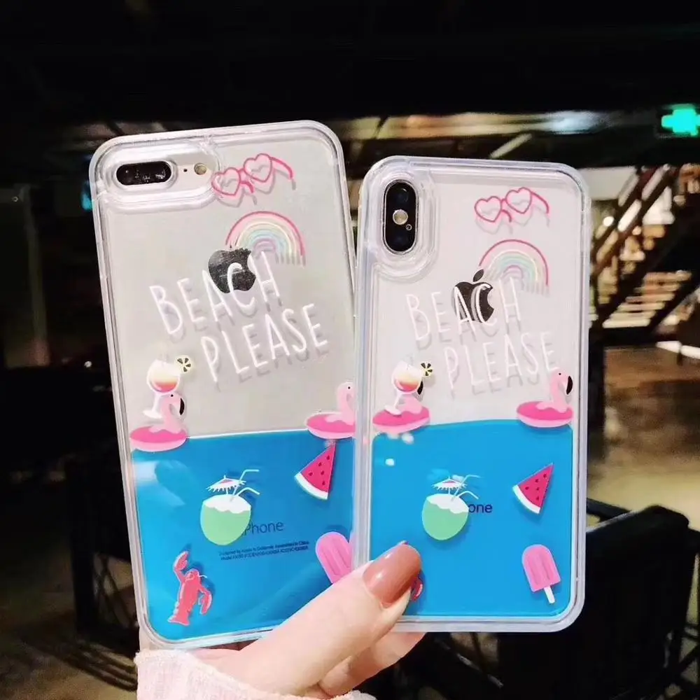 Чехол для телефона с плавательным Фламинго Quicksand IphoneXSMAX XS XR Hawaii Style задняя крышка