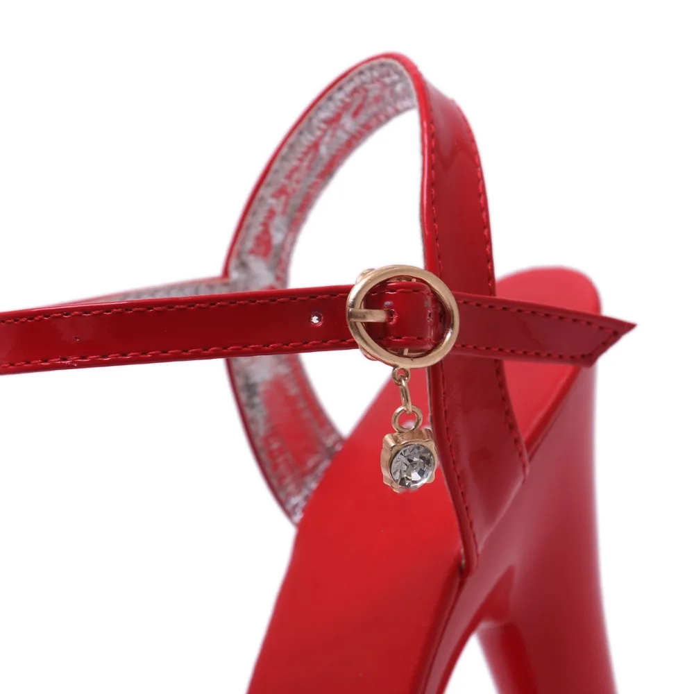 Женские сандалии на высоком каблуке 20 см и платформе 10 цвета: красный белый