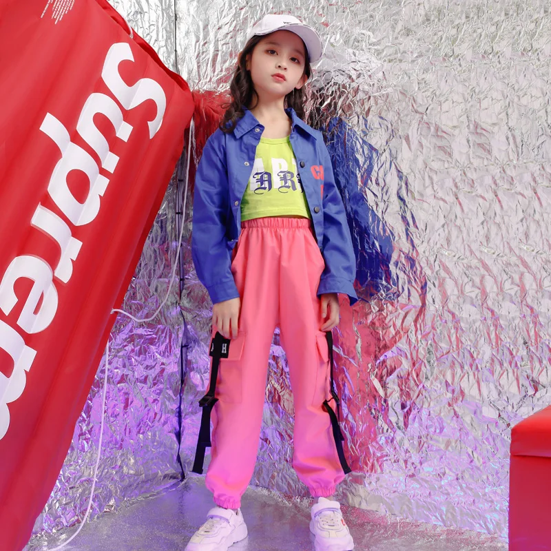 Kids Hip Hop Clothing Outfits for Girls Jacket Crop Tank Tops Shirt Jogger pants Jazz Dance Costume Ballroom Dancing Streetwear |