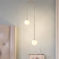 nordic post modern dining room bedroom g9 led glass ball u shaped pendant lights bedside kitchen warm lamps fixtures