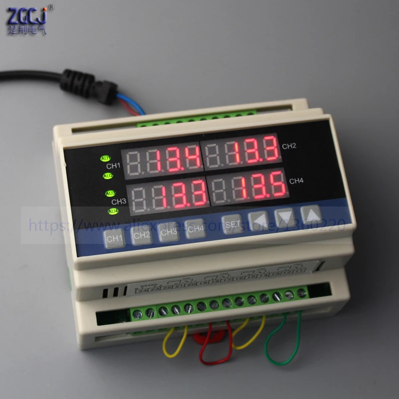 4 канальный цифровой терморегулятор Din термостат с датчиками RS485|temperature controller|digital
