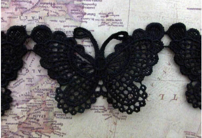 Butterfly black Кружевная одежда, аксессуары для экспорта, изящный белый бант, растворимое кружево, вышивка 6,5 см* 5 см, горячая Распродажа - Цвет: Butterfly black
