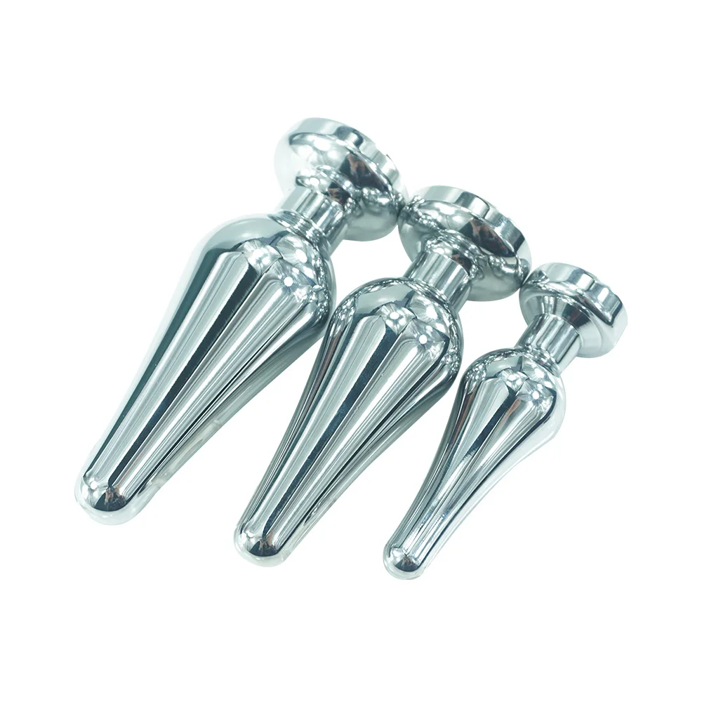 Dia 39mm length 118mm medium metal anal butt plug with jewel beads dildo vagina tightening sex toys for men and women | Красота и