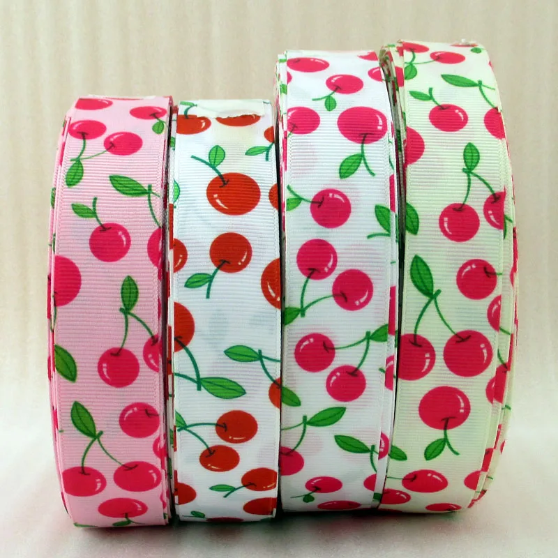 

1 ''фрукты клубники вишни серии Высокое качество печатных полиэстер ленты, DIY материалы ручной работы, свадебный подарок обернуть, 50Yc686