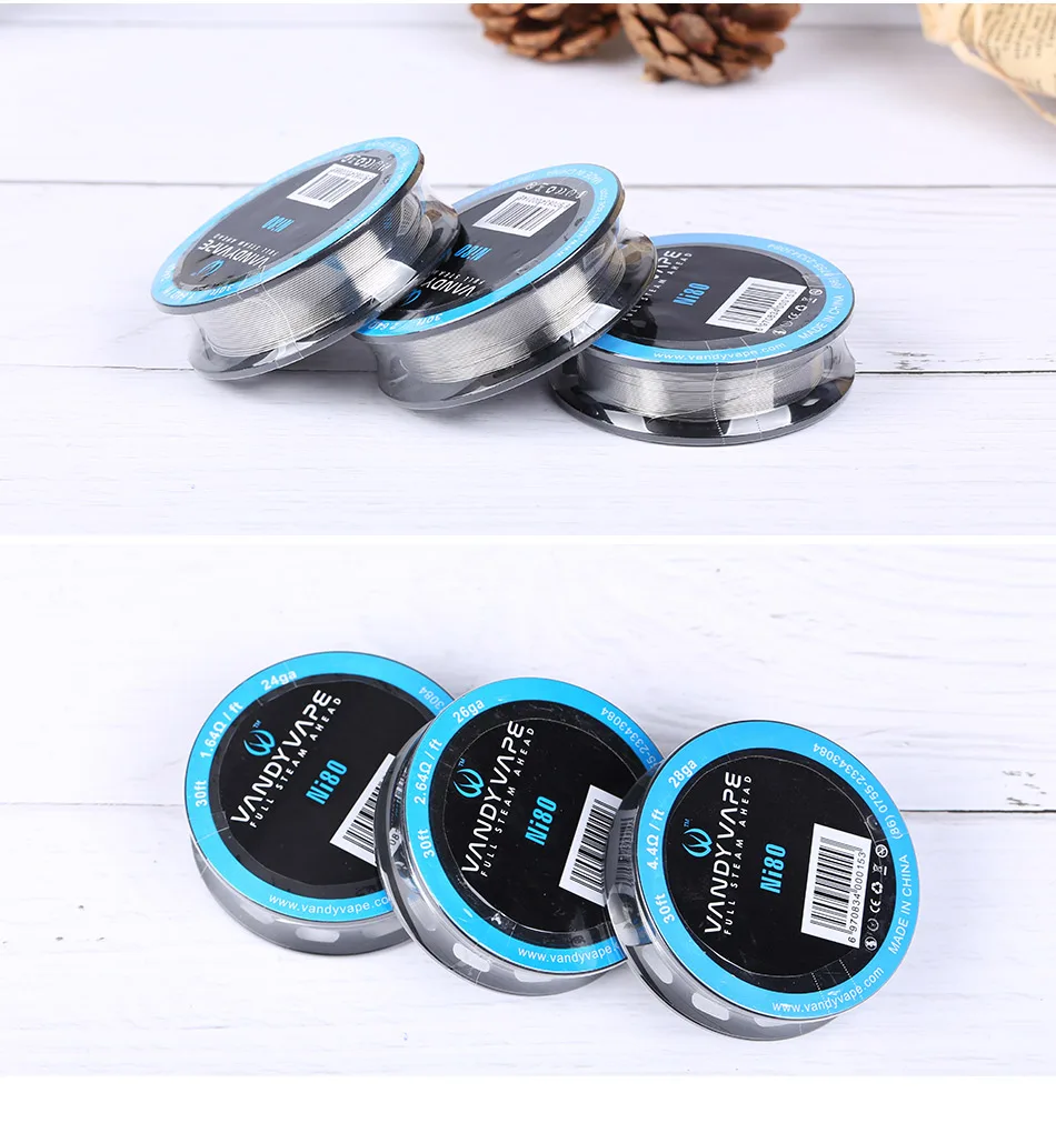 Vandy vape Ni80 провод 28GA 26GA 24ga для электронной сигареты распылитель Vandyvape RBA танк